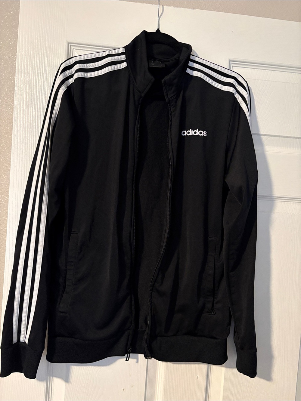 adidas Black Jacket with White Shoulder Stripes